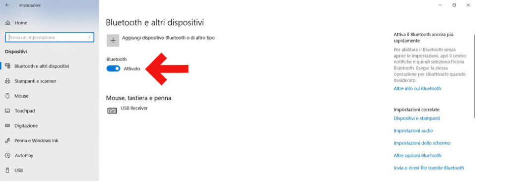 Disattivare Bluetooth su portatile